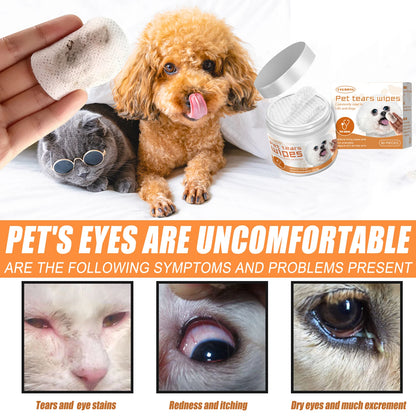 Pet Wipes Tear Marks Stain Remover Eye Cleansing Dog Cat Accessories Disposable Non-Woven Non-Irritating Cotton Pets Wet Tissues