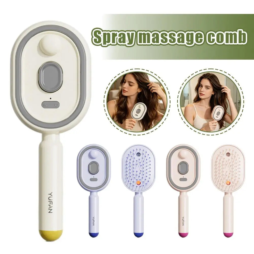 3-In-1 Electric Spray Hair Brush Air Cushions Massage Comb Mist Function Stronger Ion Technology Less Essential Oil Brush