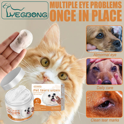 Pet Wipes Tear Marks Stain Remover Eye Cleansing Dog Cat Accessories Disposable Non-Woven Non-Irritating Cotton Pets Wet Tissues