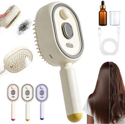 3-In-1 Electric Spray Hair Brush Air Cushions Massage Comb Mist Function Stronger Ion Technology Less Essential Oil Brush